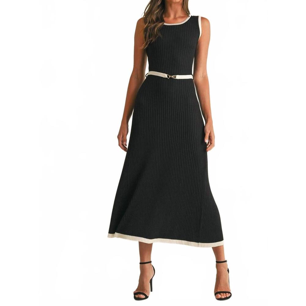 NEW ENDLESS BLU. sleeveless midi sweater dress in black